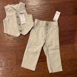 COPY - Baby Boys two piece khaki linen outfit!